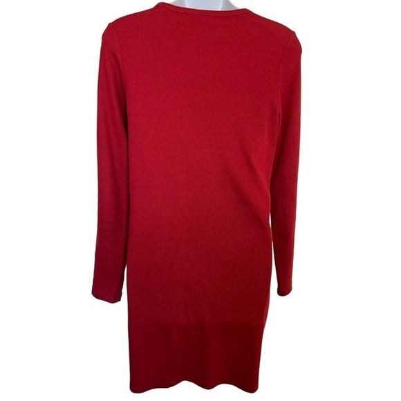 Aritzia Wilfred Free Red Long Sleeve Ribbed Knit Dress - Picture 4 of 7